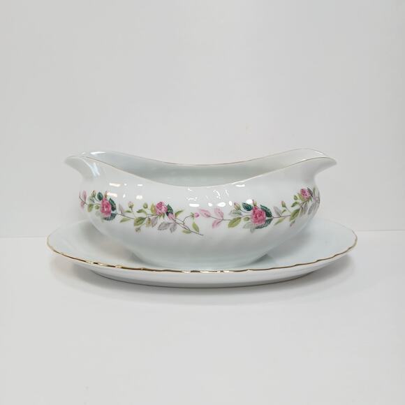 Gravy Boat wAttached Underplate Regency Rose #2345 by Creative Replacement China - Picture 1 of 8